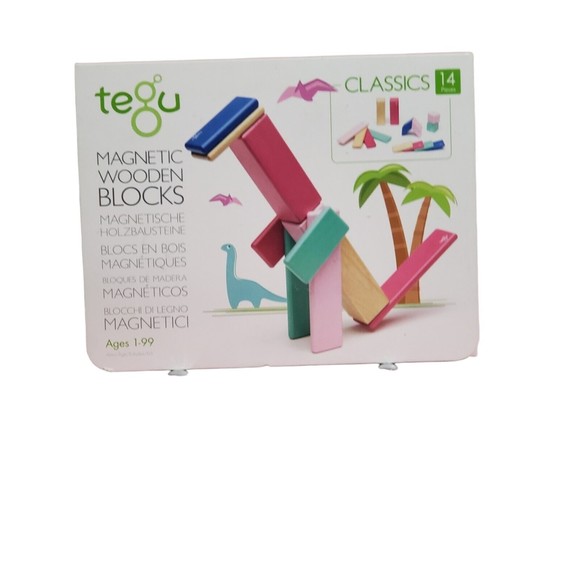 Tegu Other - Tegu Multicolor Classic 14 Pieces Magnetic Wooden Blocks Set Ages 1-99 NEW